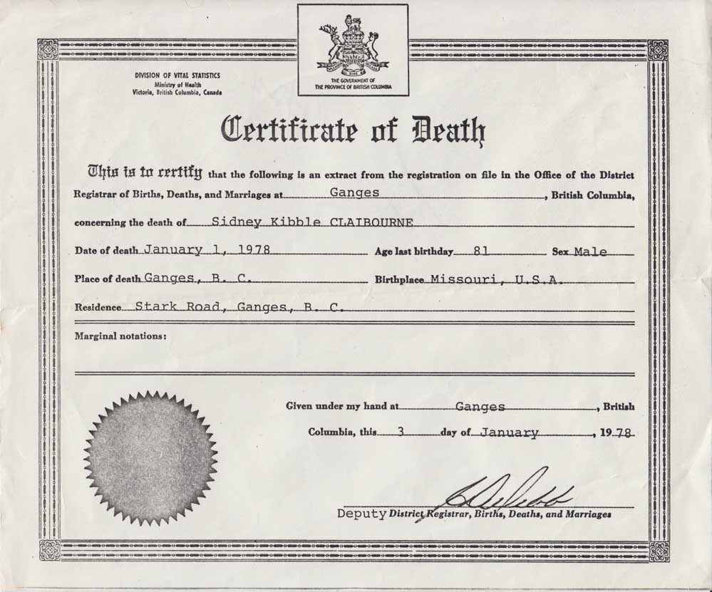 death certificate