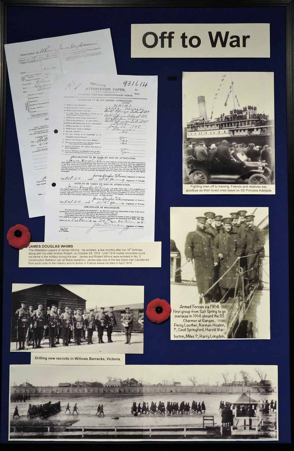Salt Spring in the Great War display panel
