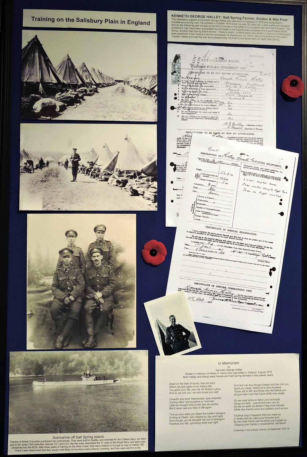 Salt Spring in the Great War display panel
