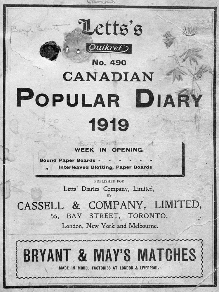 1919 diary cover