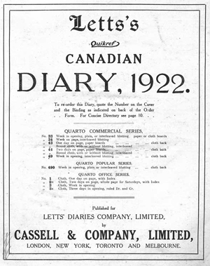 1922 diary cover