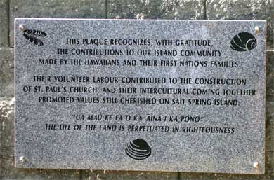 Kanaka - First Nations commemorative plaque