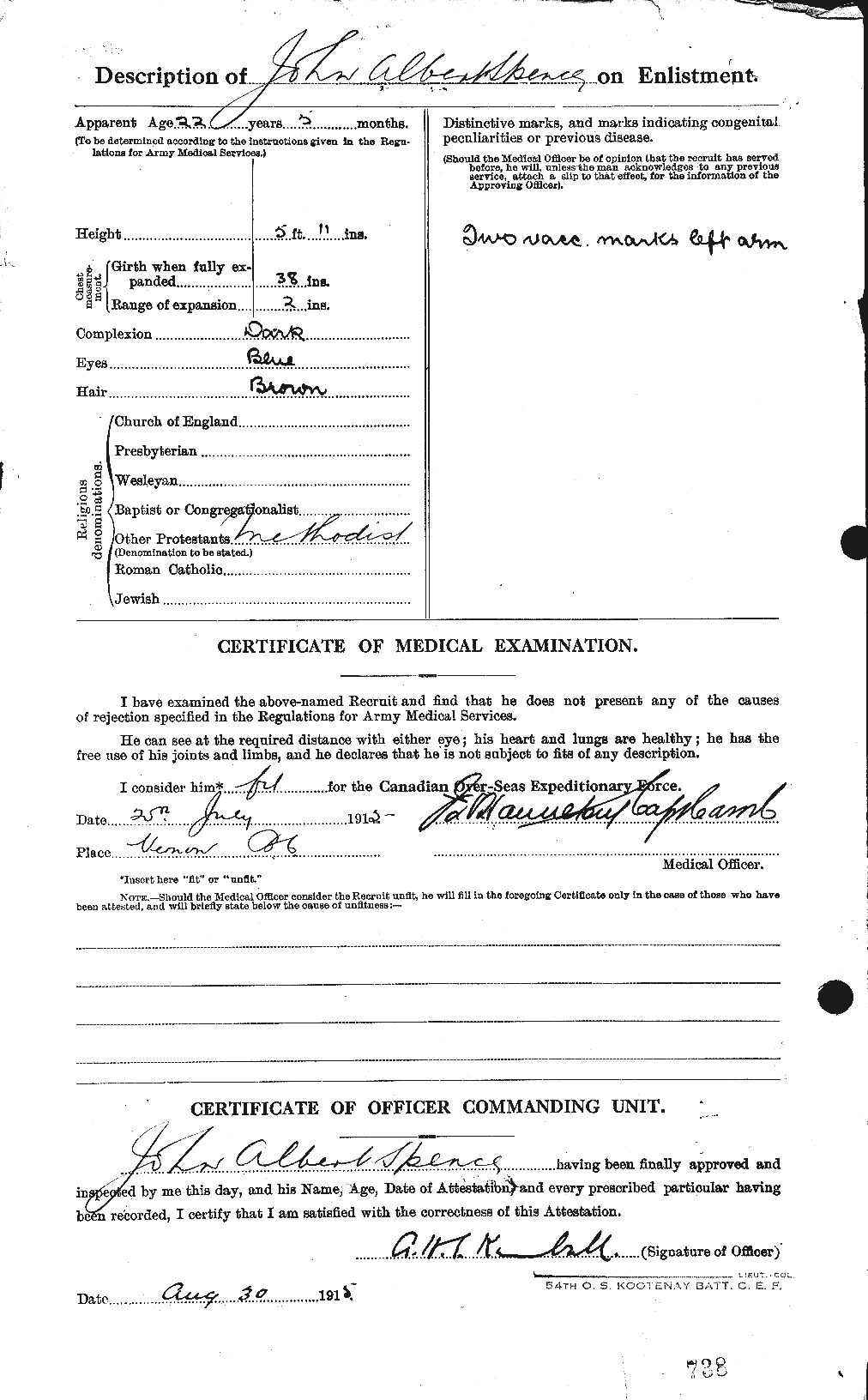 John Albert Spence - Attestation Paper